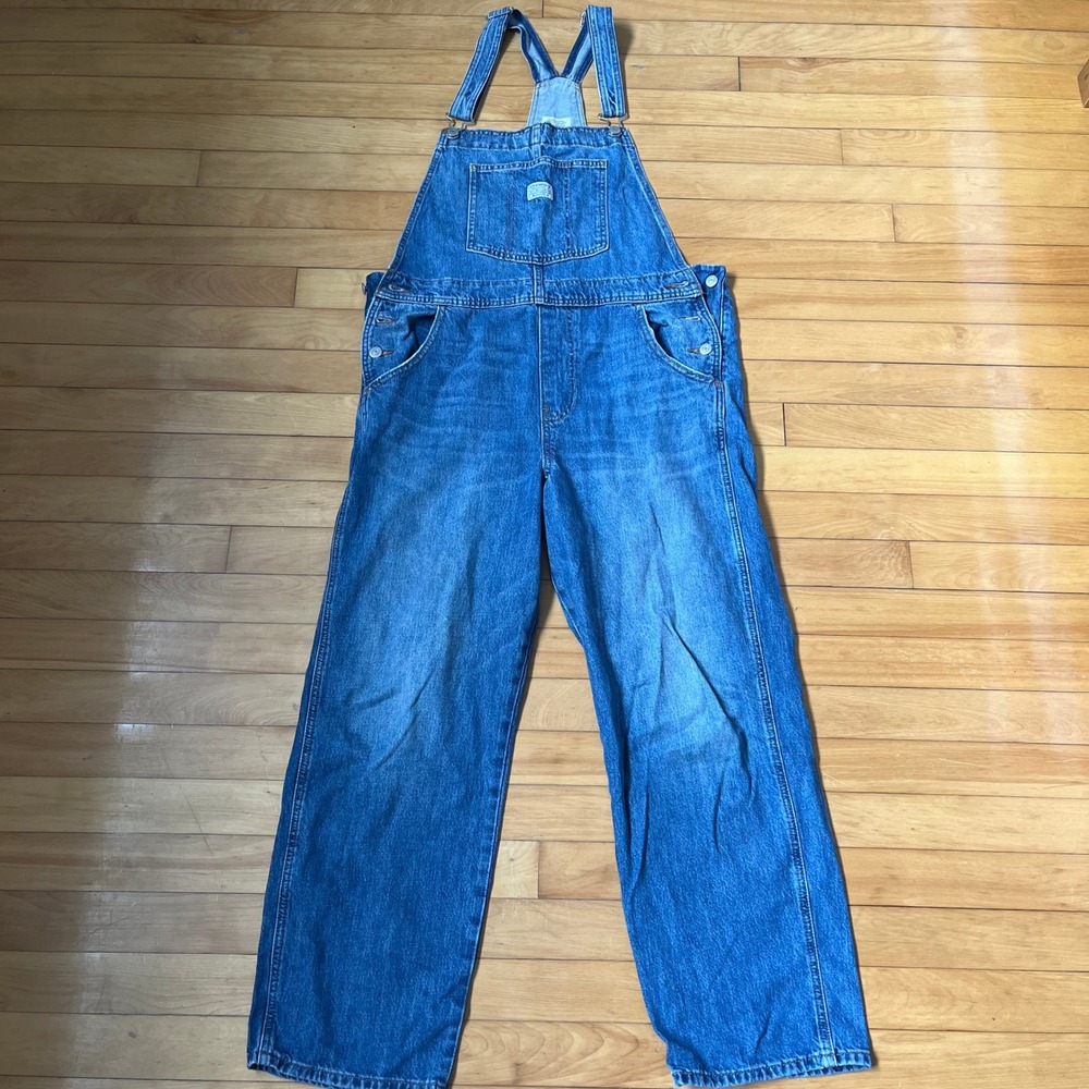 Levis Premium Denim Overalls Medium Wash Straight Leg Workwear Dungarees Blue